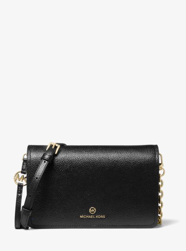 Damske Crossbody Kabelka Michael Kors Jet Set Large Pebbled Leather Čierne - Kabelky Michael Kors Obchod | ZOEXD-0924